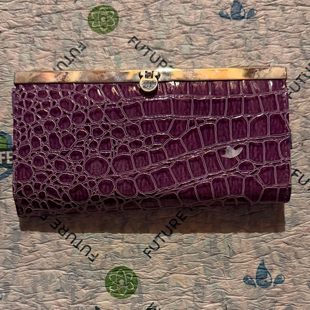 Purple Crocodile Embossed Clutch